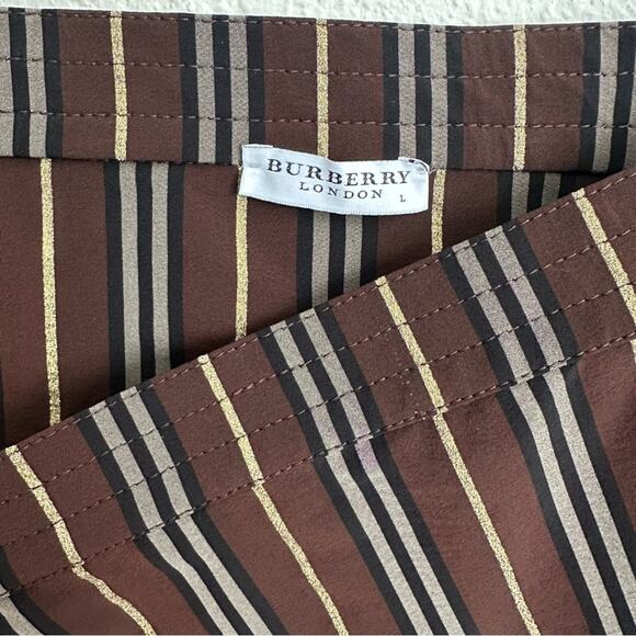 Vintage Burberry Wrap Skirt w/ Side Tie Chocolate Striped size L - Picture 6 of 12